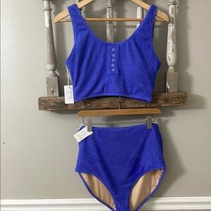 LIVY AND KATE two piece swimsuit periwinkle top size Large bottom size XL NWT